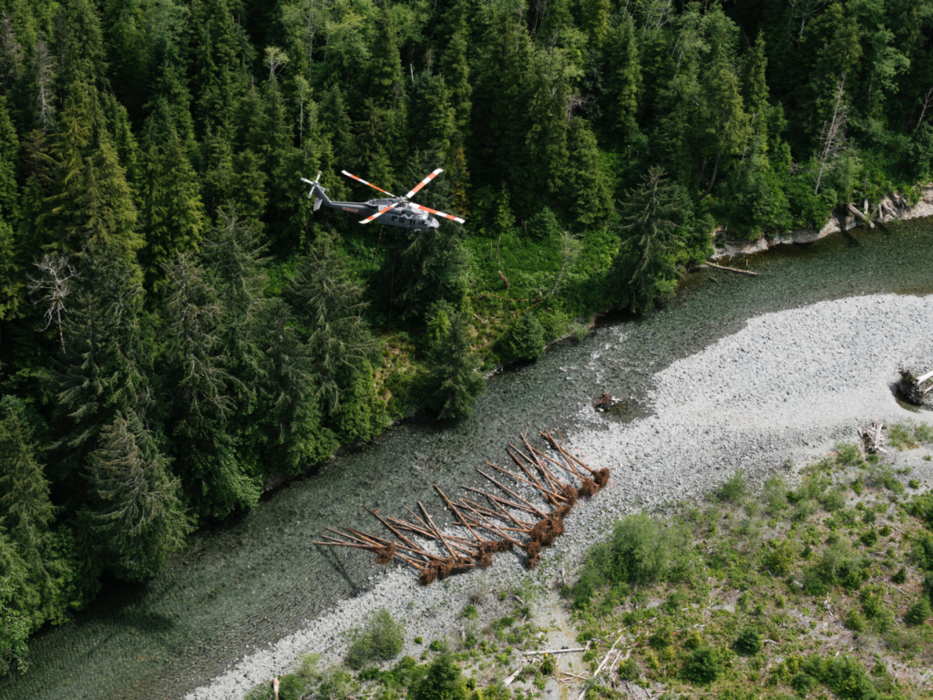 Hiłsyaqƛis (Tranquil Creek) watershed restoration - helicopter